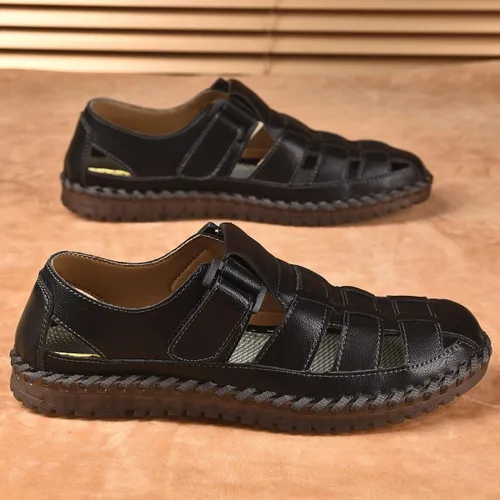 Vista 2 de Shaire Sandalias de hombre Zapatos de playa con punta cerrada de cuero al aire libre 99008negro