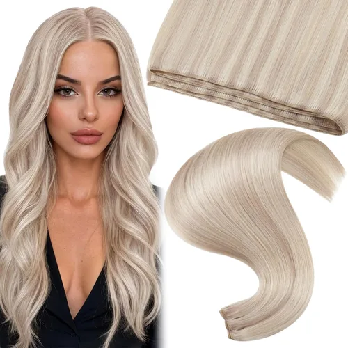 Vista 54 de Moresoo Extensiones de cabello humano real para coser, color negro natural