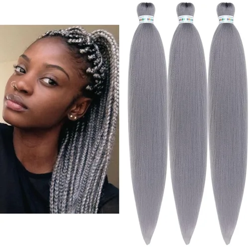 Vista 10 de Cabello trenzado para niños preestirado de 16 pulgadas, color negro para niños, trenzas sin nudos