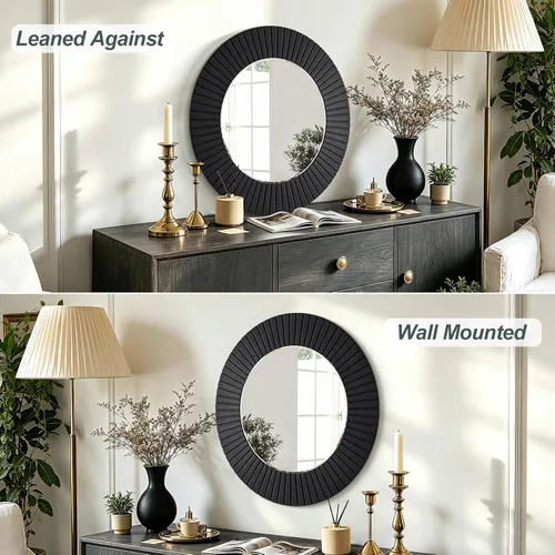 Vista 3 de Chende Espejo de pared redondo negro de 30 pulgadas para baño con marco