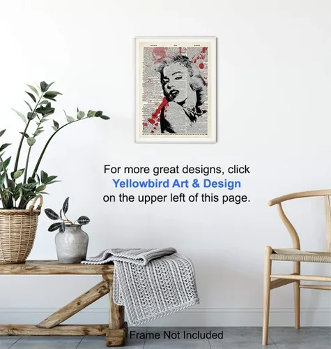 Vista 4 de Banksy Marilyn Monroe - Decoración de pared de diccionario reciclado, regalo y decoración de habitación para fanáticos del cine de Hollywood, cine