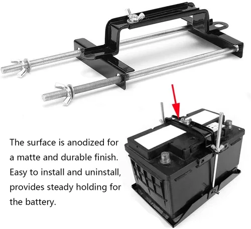 Vista 6 de Soporte de batería ajustable universal, Barra transversal ajustable para batería universal con soporte de batería de perno L para coche SUV