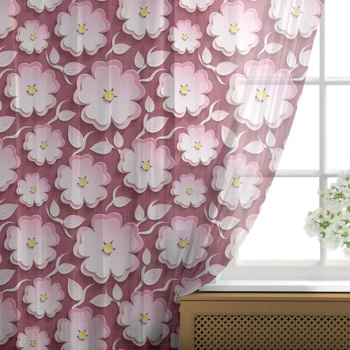 Vista 41 de Ambesonne Cortinas de tul Eiffel con bolsillo para barra, globos retro de corazón de café, remolinos de hito francés, cortina transparente