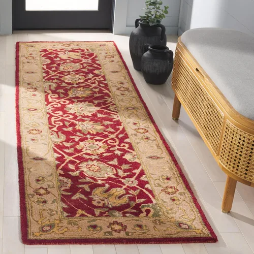 Vista 24 de SAFAVIEH Colección Antigüedades - Alfombra de 6' redonda, marrón y verde, hecha a mano, diseño oriental tradicional de lana, ideal para áreas