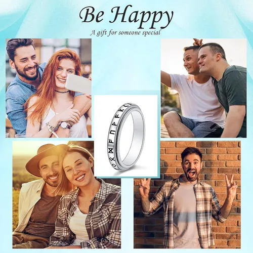 Vista 6 de Lonyinlg Anillo giratorio de plata de ley 925 para aliviar la ansiedad, anillo giratorio para TDAH y aliviar el estrés para mujeres y hombres