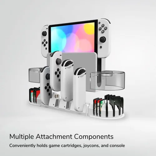 Vista 2 de Soporte de estación de carga TNP Switch Dock Cargador de controlador Joy-Con para Nintendo Switch & Switch OLED Cargador Joycon Switch mejorado