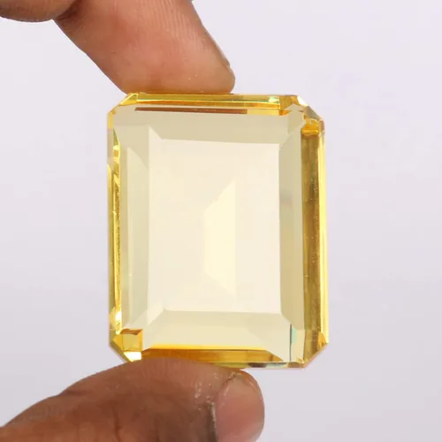 Vista 2 de REAL-GEMS Piedras preciosas sueltas de citrino amarillo brasileño facetadas cuadradas y corte esmeralda citrino amarillo para hacer joyas