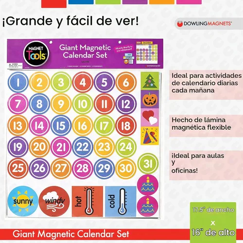 Vista 4 de Dowling Magnets - Juego de calendario magnético con accesorios imantados