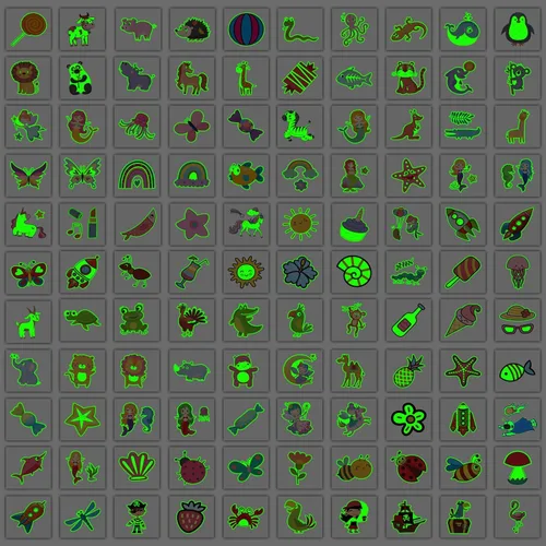 Vista 3 de 204 hojas de calcomanías envueltas individualmente con estilos brillantes, suministros luminosos para fiestas y regalos de cumpleaños