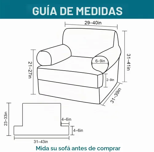 Vista 2 de Turquoize Funda para sillón con cojín en forma de T para sala de estar, funda elástica para sofá, funda suave para sillón, fundas de muebles