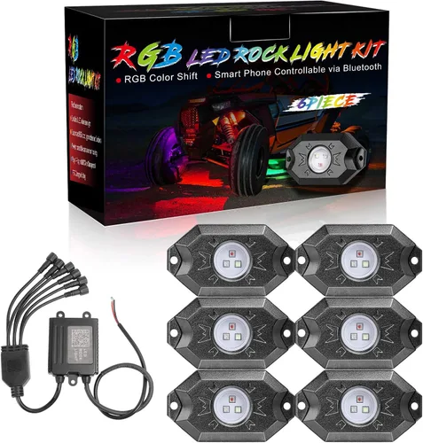 Vista 9 de Kits de luces LED RGB con control Bluetooth, impermeables, multicolor, luces LED de neón subterráneo, luces para camión, SUV, ATV, UTV, barco