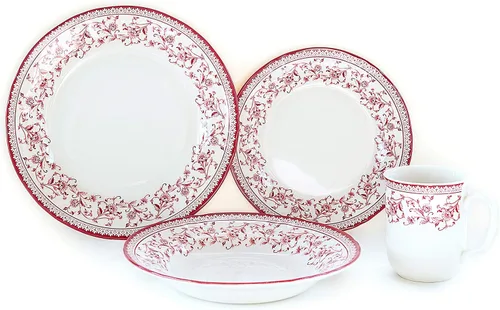 Vista 28 de TUDOR ROYAL - Juego de vajilla redonda de porcelana de 12 piezas, servicio para 4, diseño azul aster, multicolor floral, platos, tazones, tazas