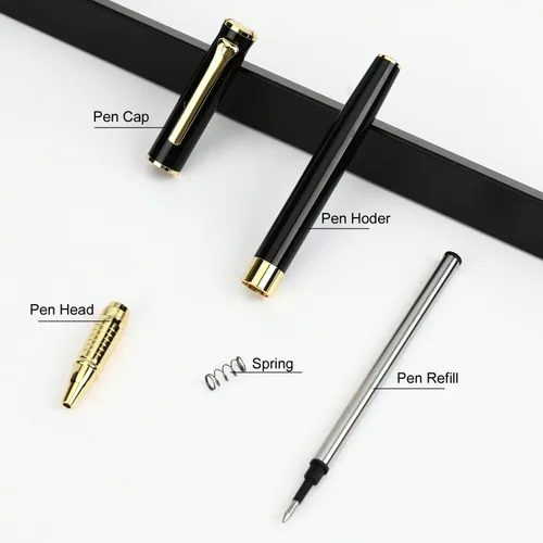Vista 6 de YIVONKA Bolígrafo de lujo, línea de recambio negra, ancho de 0.02 pulgadas, el mejor regalo de bolígrafo de oficina para hombres y mujeres, Negro