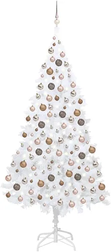 Vista 30 de 6.5ft Pre-Lit Artificial Christmas Tree with 250 LED Lights, Hinged PVC Branches, Metal Stand, and Decorative Balls for Indoor Holiday Decor Verde