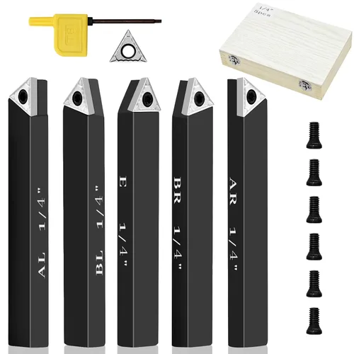 Vista 11 de Juego de soporte de insertos de torneado de carburo indexable de 1/2 "para tornos de mecanizado, juego de 5 piezas de herramientas de torno de metal