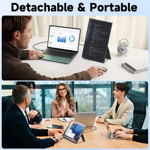 Vista 7 de KEFEYA Extensor de pantalla para laptop, monitor portátil IPS FHD 1080P de 15.6" desmontable, monitor portátil para laptops de 13-17.3" con luz