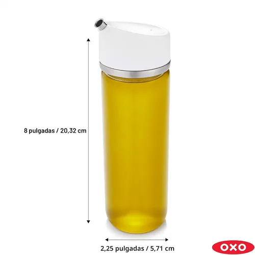 Vista 2 de OXO Good Grips - Juego de dispensadores de vidrio de precisión, set de 2 piezas para aceite y vinagre, transparente, blanco