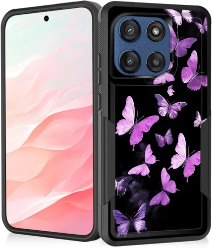 Vista 80 de Funda para Moto G Play 4G 2024, resistente de doble capa híbrida de policarbonato duro, goma suave, a prueba de golpes, funda protectora resistente