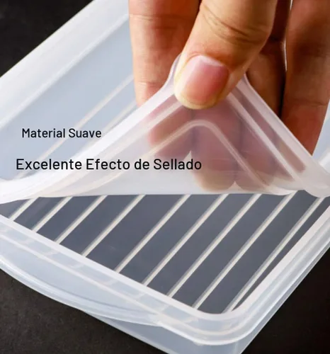 Vista 3 de Paquete de 2 recipientes herméticos de plástico para almacenamiento de alimentos para carne de delicatessen y queso en rodajas con tapas