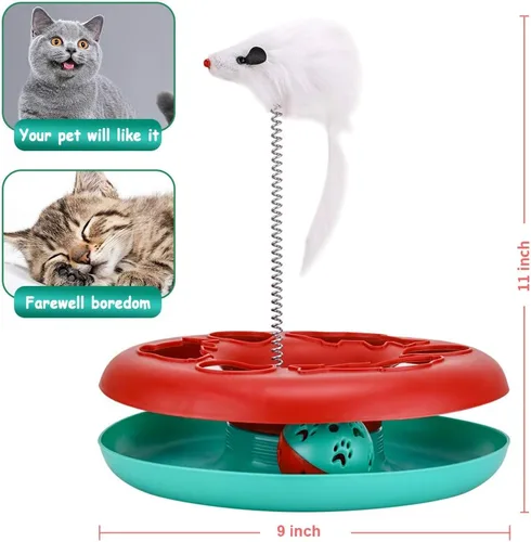 Vista 5 de Pawzone Juguetes para Gatos, Juguetes para Gatos de Interior, Juguetes Interactivos para Gatitos Pistas de Rodillos con Hierba Gatera, Juguete