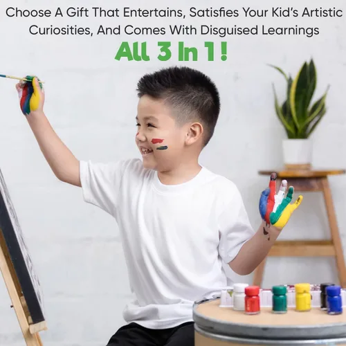 Vista 6 de Misco Juguetes de pintura de lienzo para fiestas, kit de arte de 11 piezas de lienzo predibujado para pintar y sorber, 8 colores y pincel incluidos