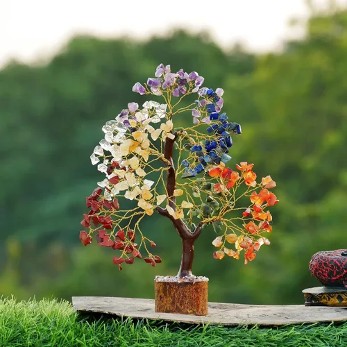 Vista 5 de PYOR Árbol de la vida de cristal de 7 chakras para decoración de oficina, cristales y piedras, regalos de inauguración de la casa para mujeres