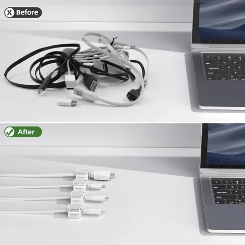 Vista 5 de Rangrak - Paquete de 6 clips magnéticos para cables, organizador de cables debajo del escritorio, organizador de cables adhesivo Rangrak
