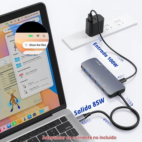 Vista 4 de Hub USB C 8 en 1, Hub de salida de video USB C con 4K a 60Hz, divisor USB C de 10 Gbps, carga PD de 100 W, transferencia de datos, adaptador