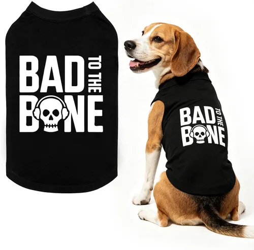 Vista 34 de BINGPET Bad to The Bone - Camiseta de algodón suave para cachorros, transpirable, ligera, para disfraz de perro, chaleco sin mangas, lavable a