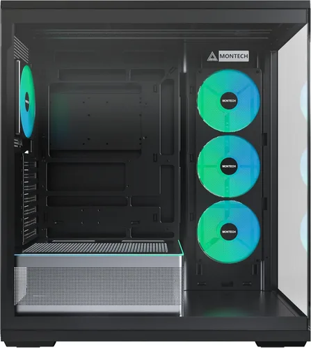 Vista 9 de MONTECH Funda para PC TG3 Panorámica ATX, lista para conexión trasera y 4 Negro