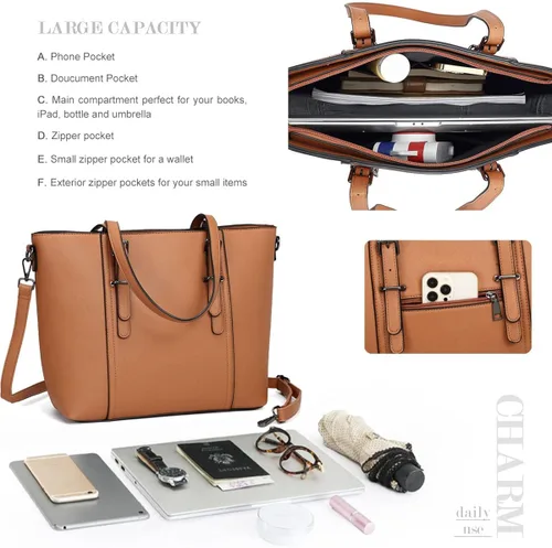 Vista 4 de Bolsas estilo cartera y bolsos estilo tote y de hombro para mujer con asa superior.