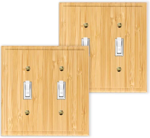 Vista 14 de Placa de interruptor de luz de palanca simple de madera maciza de 4.8 x 3.14 pulgadas, cubierta de interruptor de luz de calidad de madera cruda