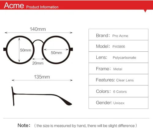 Vista 4 de Pro Acme Lentes transparentes con marco de metal redondo retro sin receta
