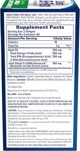 Vista 8 de Osteo Bi-Flex Advanced Omega-3 Complemento de aceite de algas complejo articular, 80 unidades Plant-Based, Improve Joint Function, Strength
