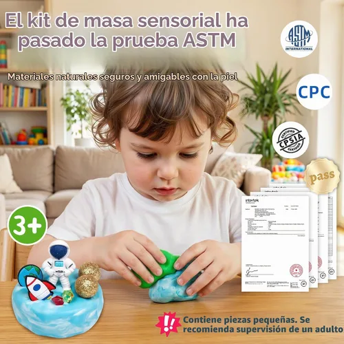Vista 6 de Paquete de 8 tarros de masa sensoriales, kit de juego reutilizable