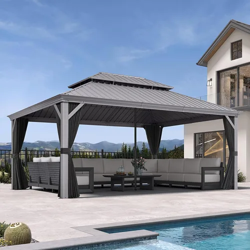 Vista 29 de PURPLE LEAF - Gazebo para exteriores de 10 x 12 pies, con sistema de drenaje