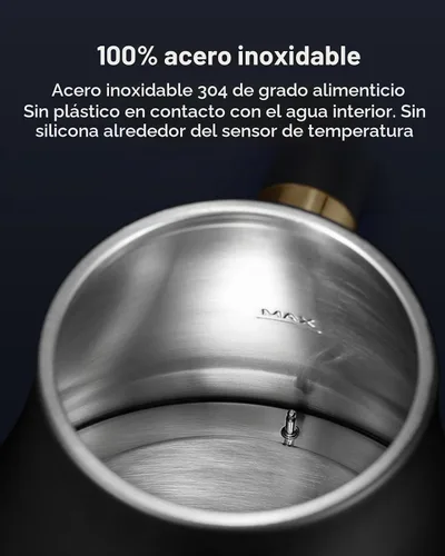 Vista 8 de Hervidor de cuello de cisne con control de temperatura, hervidor eléctrico para café y té, interior de acero 100% inoxidable, calentamiento rápido