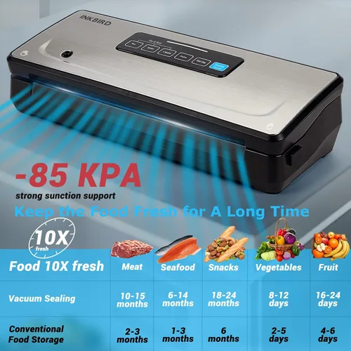 Vista 5 de Máquina selladora al vacío con 55 bolsas selladoras de alimentos de 8 x 12 pulgadas y rollo al vacío de 11 x 118 pulgadas, máquina de sellado al