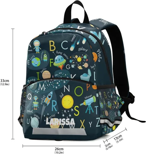Vista 3 de Glaphy Mochila personalizada para niños, mochila infantil para guardería, mochila preescolar con nombre personalizado para niños y niñas, 8 planetas