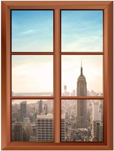 Vista 24 de wall26 Adhesivo de pared extraíble/mural de pared – A Veiw of Manhattan Skyline – Adhesivo de vinilo creativo para ventana – 24 x 32 pulgadas