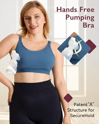 Vista 26 de Momcozy - Brasier para extracción de leche y lactancia, manos libres, ajustable, brasier todo en uno