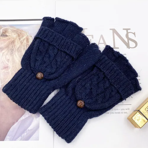 Vista 96 de Beurlike Guantes de invierno para mujer, de lana cálida, a prueba de viento, convertibles, sin dedos