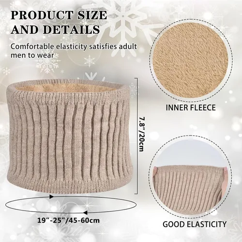 Vista 3 de Men Winter Beanie Hat Touchscreen Gloves Neck Warmer 3 in 1 Set with Fleece Lined