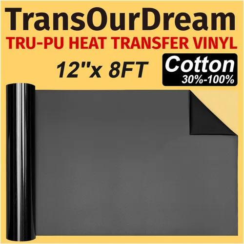 Vista 7 de TransOurDream Tru-PU Rollo de vinilo de transferencia de calor, vinilo blanco mate de 12 pulgadas x 8 pies para Explore AIR 2, Maker, Cameo, vinilo
