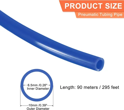 Vista 2 de MECCANIXITY Tubo de tubo neumático, 0.394 in x 0.256 in, 295 pies, 295.3 ft, tubo de manguera de tubería de aire de PU, azul para compresor de aire