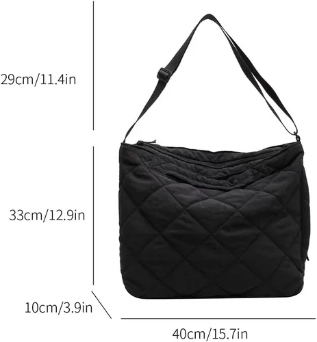 Vista 6 de Bolsa acolchada para mujer, bolsa de hombro acolchada ligera y acolchada para el hombro, bolsa cruzada acolchada de nailon