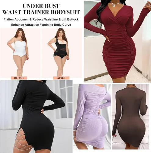 Vista 5 de CYDREAM Body moldeador de abdomen para mujer, moldeador de cuerpo, Faja más delgada, entrenamiento de cintura faja, levantamiento de glúteos, faja