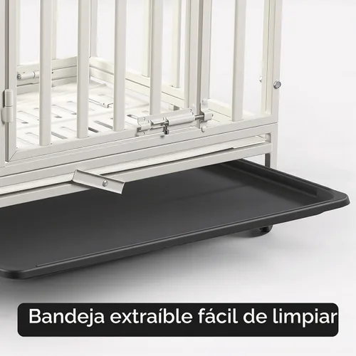 Vista 5 de Jaula de acero resistente de 24 pulgadas para perros con alta ansiedad, con cerraduras resistentes y bandeja extraíble, jaula para perros pequeños