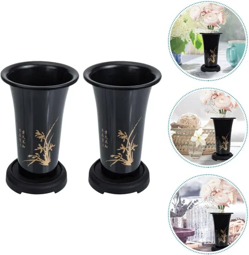 Vista 7 de BETOOKY Black Plastic Orchid Pots, 2 Sets with Tray and Drainage Holes