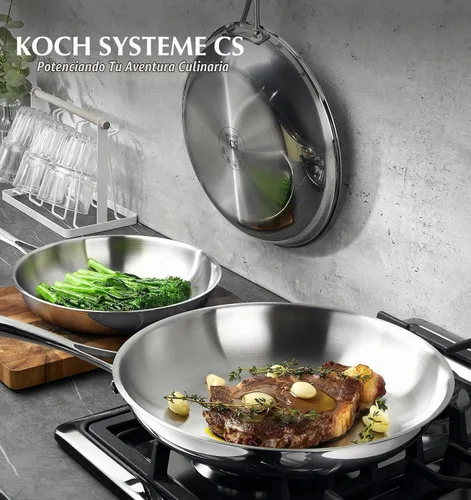 Vista 8 de KOCH SYSTEME CS Sartén de acero inoxidable de 12 pulgadas, sartén de acero inoxidable de tres capas con mango resistente al calor, sartén no tóxica